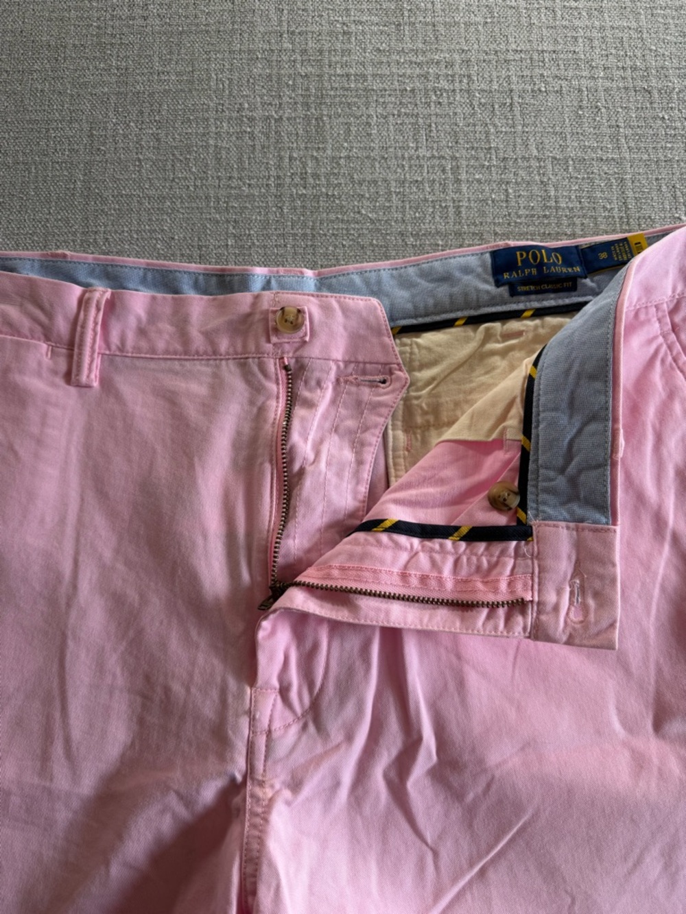 Polo Ralph Lauren Mens Classic Fit Stretch pink chino Shorts 38 - Picture 3 of 12